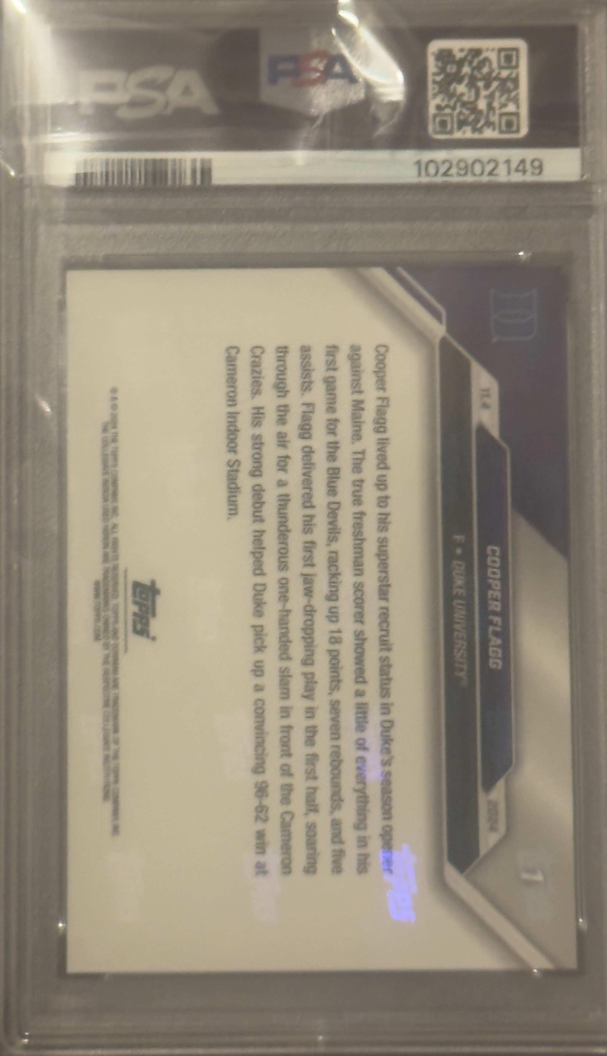 2024-2025 Bowman U Now #1 Cooper Flagg PSA 10