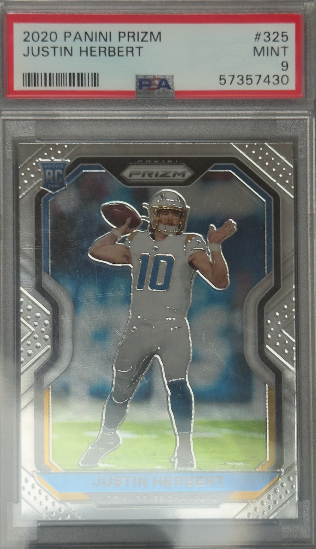 2020 Justin Herbert Rookie Card #325 Panini Prizm PSA 9